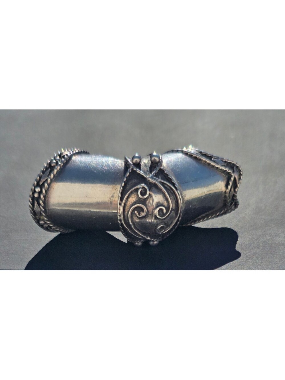 VTG 925 Sterling Silver Articulated Full Finger Ring 28g Sz 9 Gothic Renaissance
